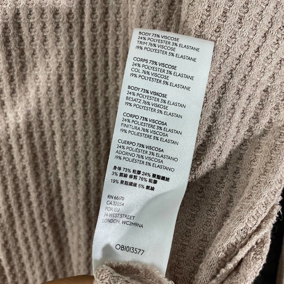Free People Thermal Top Small Sand Beige Waffle Knit Long Sleeve Oversized - Picture 13 of 14